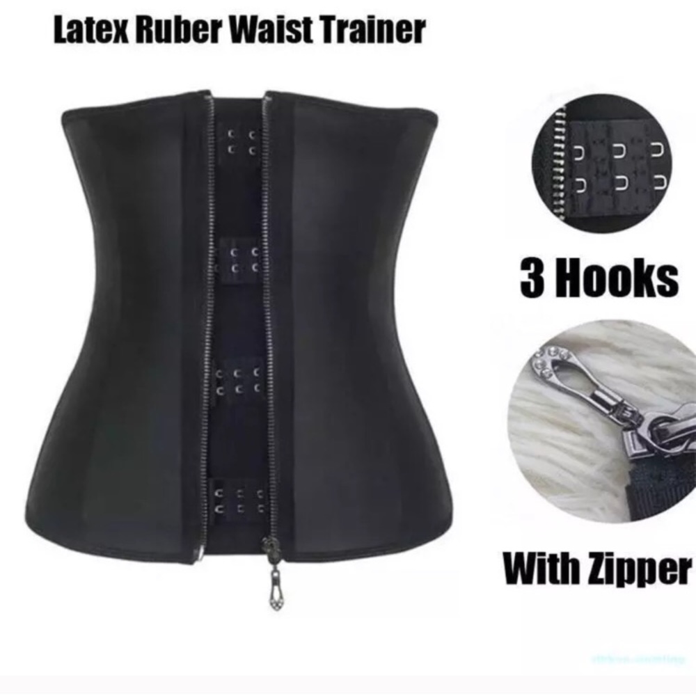 100% Latex Rubber Zip Up Waist Trainer Body Shaper
